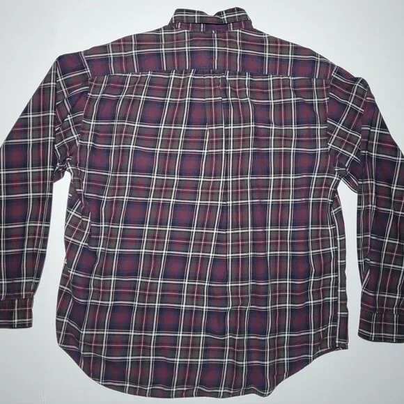 Tommy Hilfiger Mens Purple White Green Plaid Long Sleeve Button Up Shirt Size XL - Picture 2 of 12